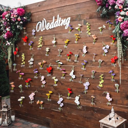 Suncalla 60 Pcs 3.9'' Summer Artificial Wildflower Silk Floating Flowers Floral Backdrop 3D Fake Flower for Craft DIY with Double Sided Tape No Trace for Wedding Arch Home Wall Decor(Classic,Colorful) - color: Colorful, style: Classic