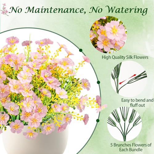 MACTING Artificial Flowers for Outdoors 6 Bundles UV Resistant Fake Flowers No Fade Faux Outdoor Plants for Indoor Outside Planters Garden Porch Yard Window Pot Home Summer Decorations,Light Purple - color: Light Purple, size: 6PCS