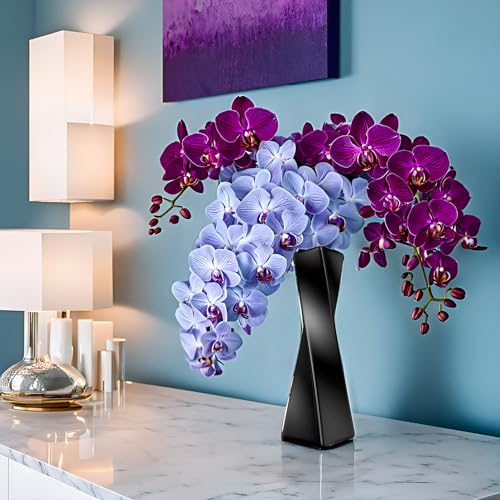 Ceramic Vase, Small Flower Vase Home Decor, Modern Farmhouse Decorative Vase, Dinner Table, Mantel, Entryway, Shelf, Centerpieces, Living Room Décor, Unique Geometric Vases Black jarrones decorativos - color: Black, size: 11.8 IN