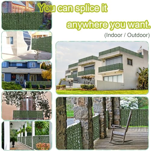 Artificial Ivy Privacy Fence Roll Screen,128" by 72" (64 SQFT) UV-Anti Faux Hedge Fence and Fake Ivy Vine Leaf Wall Panels for Indoor&Outdoor Green Backdrop, Garden Greenery Decor - color: Ivy vines, size: 72"x128"