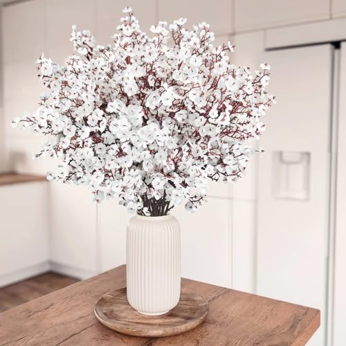 Uieke 15 Pcs Babys Breath Artificial Flowers Fake Silk White Flowers Faux Gypsophila Bouquet Real Touch Floral for Home Wedding Party Centerpieces DIY Décor - color: White, size: 15PCS