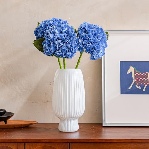 22" Large Real Soft Touch Artificial Hydrangea Flowers Bouquet Latex Hydrangeas for Wedding, Home, Office, Bridal Party Decoration Garden Office Room Table Centerpieces 3pcs Dark Blue - color: 3pcs Dark Blue