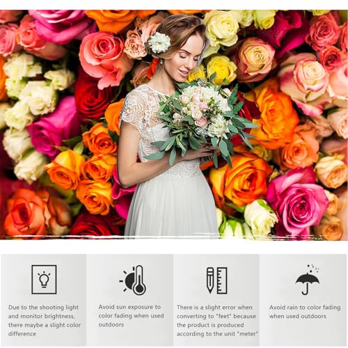 YongFoto 5x3ft Vinyl Flower Backdrop Lush Blossom Red Orange Floral Beautiful Photography Background for Couples Wedding Anniversary Marriage Ceremony Mother's Day Portrait Photo Studio Props - size: 5x3ft