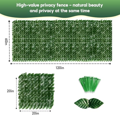 Artificial Ivy Privacy Fence Screen, 120x60 inch Faux Hedge Fence Panel Greenery Vines, Balcony Privacy Screen Decoration for Patio, Balcony, Wall, Backyard Indoor Outdoor - color: Green Pothos Leaves, size: 120x60 inch