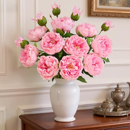 MARTINE MALL 3PCS Real Touch Peonies Artificial Flowers, 22in Pink Fake Peonies Artificial Peonies Flowers Latex Large Faux Peony Flowers for Centerpiece Table Wedding Party Home Decor - color: Pink, size: 3PCS