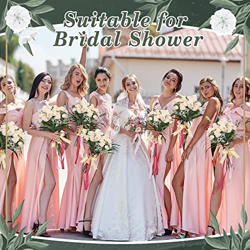 Jexine 16 Pack Artificial Roses Flower Bouquets Silk Fake Cream Flowers Bulk for Bridesmaid Bridal Wedding Party Decor, Home Vase Floral(White) - color: White