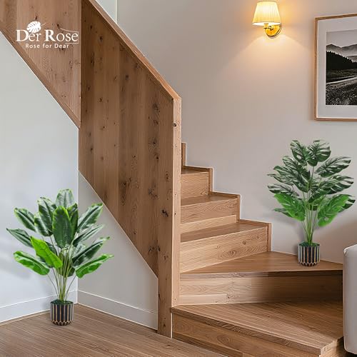 Der Rose 2 Pack 28" Tall Bird of Paradise Artificial Plants and Artificial Monstera Plants Tropical Fake Potted Banana Tree Faux Plants Indoor and Outdoor for Home Office Living Room Porch Decor