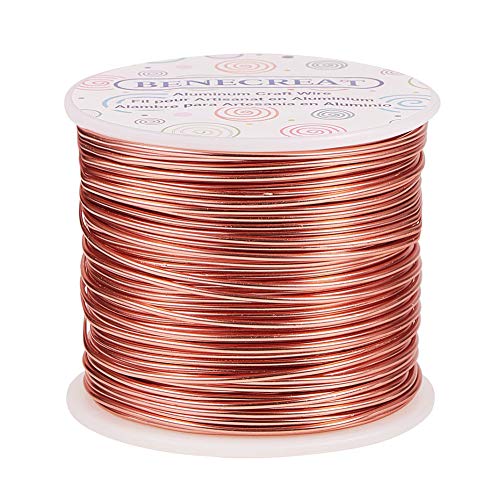 BENECREAT 15 Gauge 220FT Aluminum Jewelry Craft Wire - Anodized Metal Beading Wire for Floral Craft, Gem Wrapping, Necklace & Bracelet Making - Copper Tone - color: Copper, size: 15 Gauge