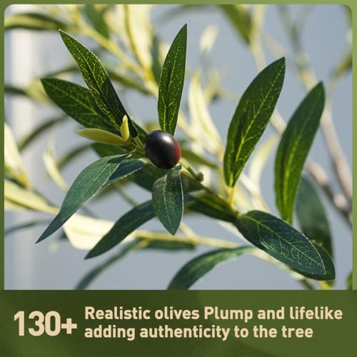 VeriNatural Artificial Olive Tree 7FT - Large Fake Olive Trees Indoor with 3066 Silk Leaves, Outdoor Potted Faux Plant with UV Resistant for Living Room,Office,Patio, Home Decor,VN157 - size: 7ft