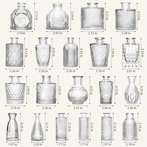Aheroi 32 Pcs Bud Vase Set, Clear Vases for Centerpieces, Cute Glass Bud Vases Small Vases for Flowers, Mini Vase Flower Vase Set for Wedding Decorations, Room Office Table Decor