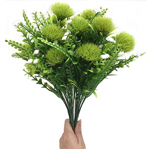 Artificial Flowers, Plastic Plants Dandelion Shrubs Grass Fake Bushes Home Garden Office Room House Outdoor Indoor UV Resistant Wedding DIY Decor Planter Filler Decoration - Green 4 Pack - color: Dandelion/ Green/ 4 Pack
