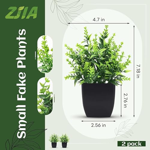 2 Pack Small Fake Plants Black Bathroom Accessories for Home Bedroom Bathroom Kitchen Decor - color: Black