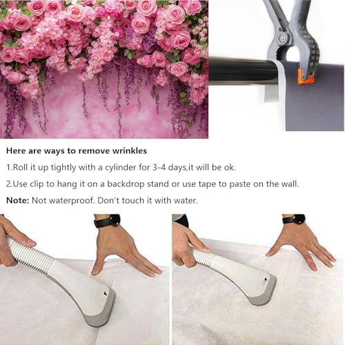 9x6ft Pink Rose Flower Wall Backdrop for Birthday, Wedding, Bridal Shower, Valentine Day Party Decorations Pregnant Mother Portrait Photo Background - color: Pink, size: 9x6ft