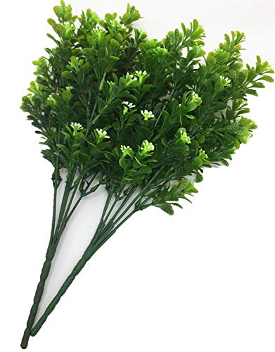 CATTREE Artificial Plants, Faux Plastic Bean Flowers Shrubs Fake Grass Leaves Simulation Greenery Bushes Indoor Outside Home Garden Office Yard Verandah Wedding Decor - 8 Pcs - color: Bean Shrubs-8 Pcs