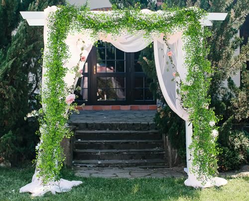 RECUTMS Fake Vines Garland Artificial Hanging Plant Faux Ferns Leaves Greenery Ivy Garland 2Pcs for Summer Home Indoor Outdoor Wedding Farmhouse Table Centerpiece Graduation Party Garden Decor(Green) - color: Green-garland