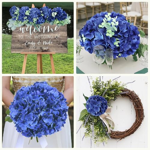 AVIVIHO 65pcs Fake Flowers Navy Blue Hydrangea Artificial Flowers Bulk (Not Squished, No Steaming Need) Silk Flowers with Stems for Wedding Decor,Home,Baby Shower,Table Centerpieces Decoration - color: Navy Blue, size: Medium