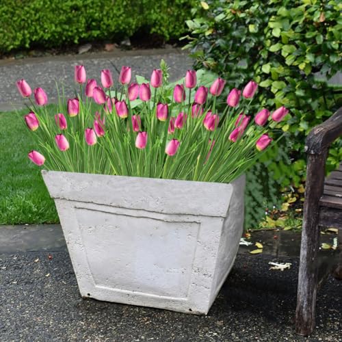 10 Bundles Artificial Tulips Flowers Outdoor,16.5 inch UV Resistant Fake Tulips Real Touch Flowers,Faux Tulips Realistic Flowers for Home Garden Outside Wedding Decor (Purple) - color: Purple