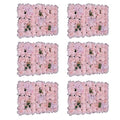 3D Flower Wall Panel Floral Backdrop,6PCS Artificial Flower Wall Background Silk Rose Mat, Artificial Flower Backdrop Faux Flower Panel for Wedding - color: 6pcs Pink-1