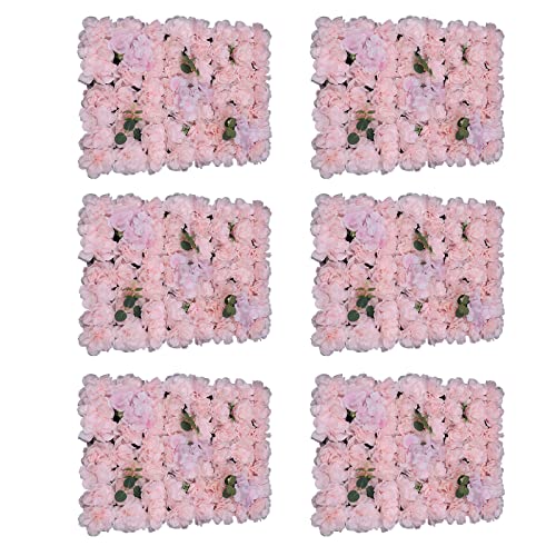 15.74"x 23.62" Artificial Flower Wall Panels,Flower Wall Mat Silk Flower Panels for Outdoor Garden Backyard Fence Fence Privacy Screen and Indoor Wall Decor (6Pcs Light Pink) - color: 6Pcs Light Pink