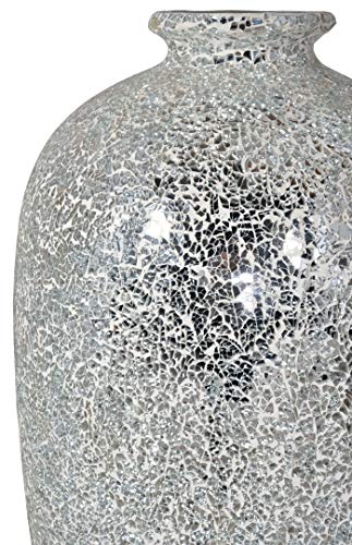 Glamorous Nilexus Vase Silver Mirrored Mosaic Glass Urn 32" H