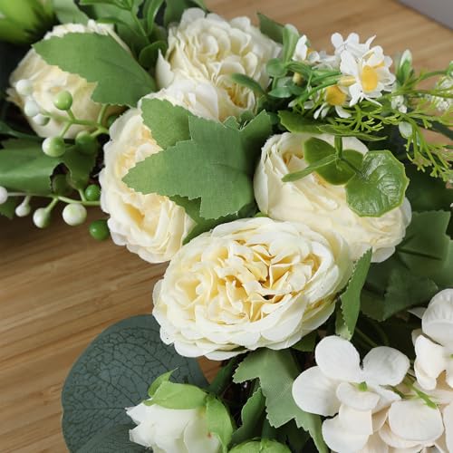 H&W 2pcs Small Size Artificial Wedding Arch Flowers for Wedding Sign, Floral Swag Dusty Decor for Reception Ceremony Backdrop Sweetheart Table (Champagne Colored Peony) - color: Champagne Colored Peony