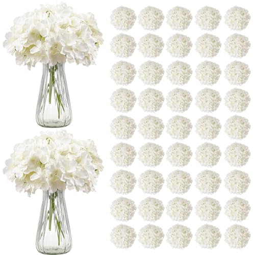 VEVOR Artificial Flowers, 105 pcs Real Looking White Silk Fake Hydrangea Bulk, White Faux Bridal Shower with Stems for DIY Wedding Bouquets, Home Centerpieces Arrangements, Party Tables Decorations - size: 105 PCS