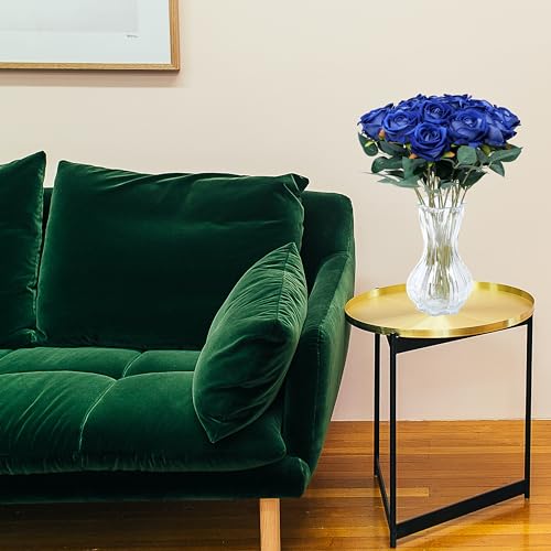 SITUMEIZI 15PCS Blue Artificial Roses Silk Flowers Fake Roses Realistic Bouquet Long Stem with Gift Box for Mother's Gift Day Home Party Wedding Decorations - color: Blue