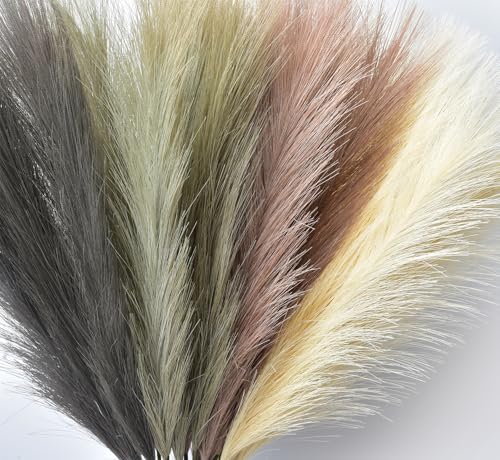 LSKYTOP Beige Pampas Grass Decor,23Inch 16pcs Faux Pampas Grass Bouquets Artificial Pampas Fake Pampas Flower for Home Living Room Bedroom Vase Decor - color: Beige 16pcs