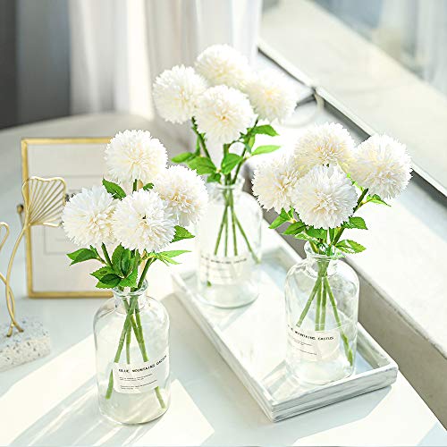 Floweroyal 12pcs Artificial Chrysanthemum Ball Flowers Silk Hydrangea Bridal Wedding Bouquet for Home Garden Party Office Coffee House Decoration (Cream White) - color: White-12pcs