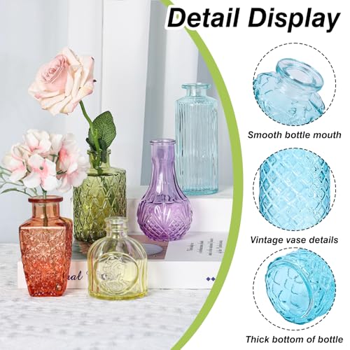 36 Pack Colorful Glass Bud Vase Set, Small Colored Vintage Vases for Centerpieces, Decorative Flower Vases for Wedding Home Table Decor - color: Colorful, size: 36pcs