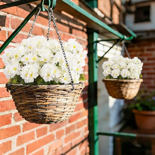 BonBloom's 6 Bundles Artificial Geranium Fake Flowers for Outdoors Decoration,UV Resistant Silk White Flower,Fake Plants for Front Door Porch Garden, Balcony Window Box Indoor Home Spring Decor - color: White, size: 6 pack