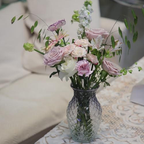Vase for Flowers Small Glass Vases for Home Decor Table Centerpieces Living Room Bedroom Bookshelf Kitchen Modern Office Wedding Decoration Vintage Flower Vases Grey White - color: Grey White