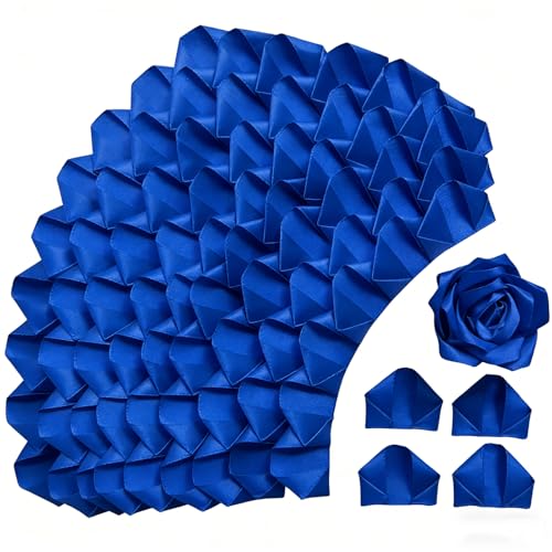 300Pcs Premade Satin Ribbon Rose Petals Half-Finished for Eternal Rose DIY Ramos Forever Flowers Bouquets Everlasting Floral,for Wedding,Anniversary,Birthday (300 Pcs Royal Blue) - color: 300 Pcs Royal Blue