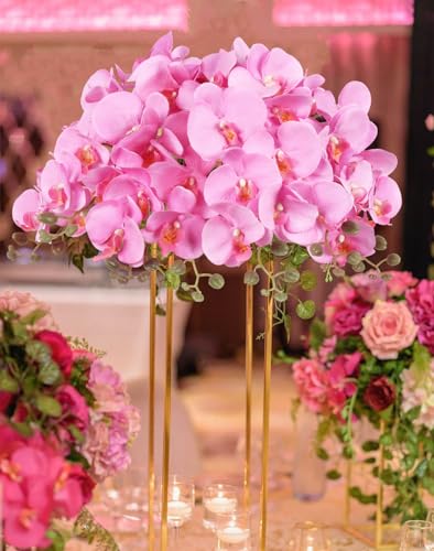38 Inch 6 PCS Orchids Artificial Flowers Pink Fake Orchids Velvet Silk Orchids Faux Orchid Flowers Long Stem Artificial Flowers for Tall Vase for Home Wedding Decoration(Light Pink) - color: Light Pink