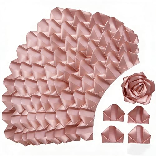 300Pcs Premade Satin Ribbon Rose Petals Half-Finished for Eternal Rose DIY Ramos Forever Flowers Bouquets Everlasting Floral,for Wedding,Anniversary,Engagement (300 Pcs Bean Pink) - color: 300 Pcs Bean Pink