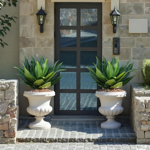 27.95 inch Artificial Agave Outdoor Set Spiky Edged Agave Artificial Plants Suitable for Indoor Home Decor Realistic and UV-Resistant Artificial Succulents Planters Not Included 2 Piece Set - color: Agave Spines, size: 27.95in