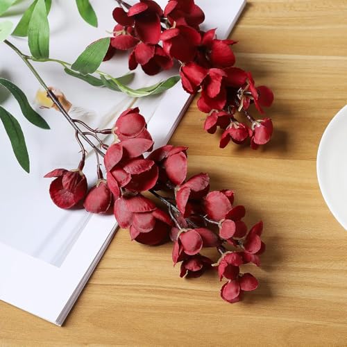 Duovlo 4Pcs 6.6Ft/Piece Imitation Silk Wisteria Garland Hanging Flower Vine for Home Outdoor Garden Ceremony Wedding Arch Floral Decor (Red) - color: Red