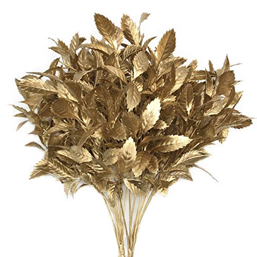 PASYOU Artificial Plants for Christmas Decor, Plastic Grass Fake Shrubs Simulation Leaves Indoor Outdoor Home Garden Planter Filler Party Hotel Verandah Wedding Faux DIY Decoration - Gold 4 Pack - color: Gold Grass - 4 Pack