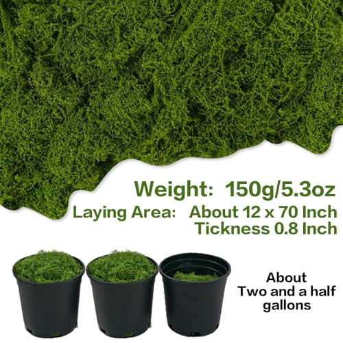5.3oz Dark Green Artificial Moss - Faux Moss for Potted Plants, Fake Moss for Crafts, DIY Models, Fairy Gardens, Table Centerpieces & Wedding Floral Decor - color: Dark Green, size: 5.3oz