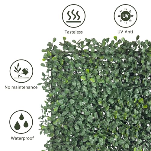 Artificial Grass Wall 10"x 10"(10Pcs) 3-Layer Leaf Boxwood Hedge Panels, UV-Anti Faux Greenery Wall Green Grass Wall Backdrop Decoration for Indoor Outdoor Decor Covering Privacy, 7 SQ FT - size: 10x10Inch 10Pcs