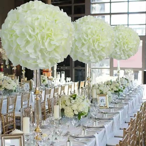 AVIVIHO 60 PCS Cream Hydrangea Artificial Flowers Bulk Fake Flowers Hydrangea Silk Flowers with Stems for Wedding Party Home Decor Table Centerpieces Florals Bouquets Arch Festival Decoration - color: Cream White, size: 60PCS