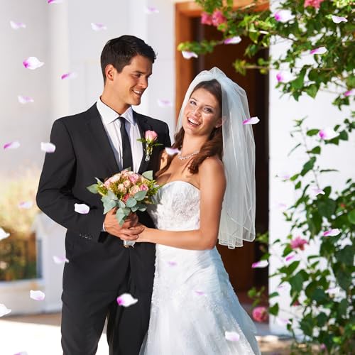 SITUMEIZI 1500PCS Purple Rose Petals Silk Rose Petals for Romantic Night for Her Set Valentine,Wedding,Party,Proposal Anniversary Decorations(Purple&White) - color: Purple&white, size: 1500