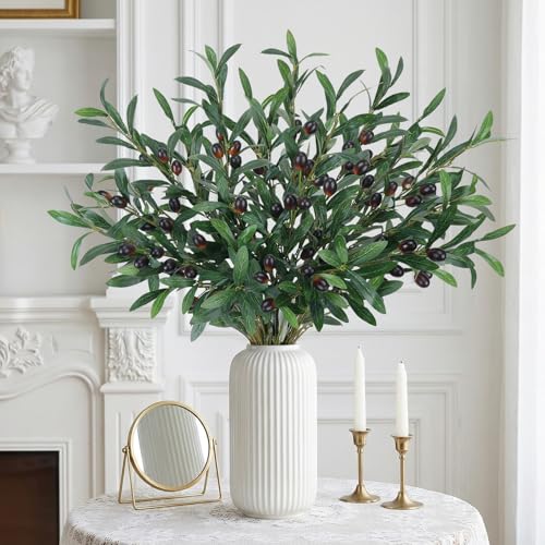 8 PCS 30" Faux Olive Branches Silk Leaves Fake Olive Tree Branches with 96 Fruits Realistic Artificial Greenery Stems for Vase Fillers Home Centerpieces Wedding Office Indoor Decor - color: 8 Pcs Olive Branches