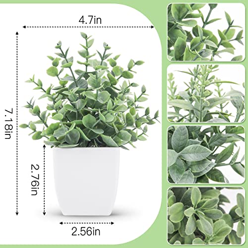 Der Rose 4 Pack Fake Plants Mini Artificial Greenery Potted Plants for Home Decor Indoor Office Table Room Farmhouse Bathroom Decor - color: Grey