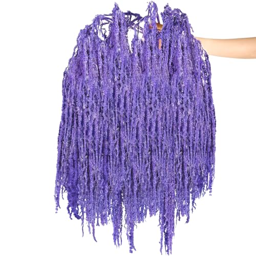 Suncalla 12 Pcs Purple Spring Natural Dried Amaranthus Hanging Flowers Amaranthus Artificial Flowers for Wedding Arch Bouquet Floral Garland Wall Home Decoration (23 Inch) - color: Purple