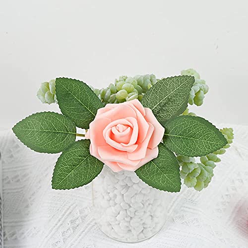 Fake Leaves for Roses Decorations, 80pcs Bulk Green Rose Leaves with Stems for DIY Wedding Bouquets Centerpieces Party Decorations Rose Vine Wreath Garlands Supplies - color: 80pcs Green