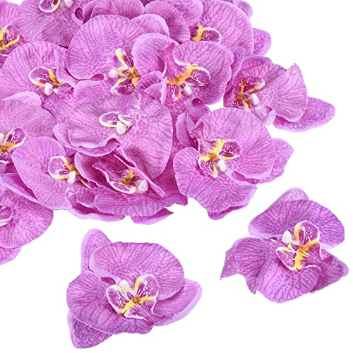 PATIKIL 10cm/3.9" Artificial Orchid Flower Heads, 20 Pack Silk Phalaenopsis Fake Butterfly Orchid Heads for Wedding Floral Bouquet Decor DIY Craft Making, Light Purple - color: Light Purple, size: 3.9"