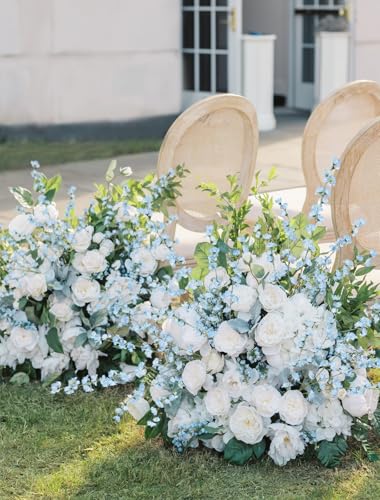 5pcs Delphinium Artificial Flowers 43.3 Inch Blue Silk Flowers Long Stem Faux Snapdragon Flowers for Wedding Bouquet Home Party Garden Outdoor Centerpiece Decoration(Blue) - color: Blue