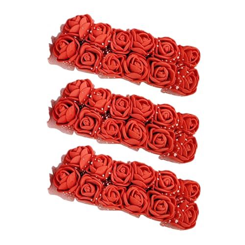 36 Pcs Mini Artificial Rose Flower Heads - 25mm Faux Roses for DIY Wedding Decor, Hair Clips, Cake Toppers, and Party Crafts (36, Red) - color: Red