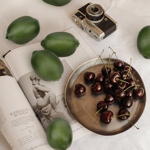 Gresorth 12pcs High-Grade Fake Green Lemon Decoration Realistic Fruits Artificial Lime for Home Party Holiday Adornment - color: Green